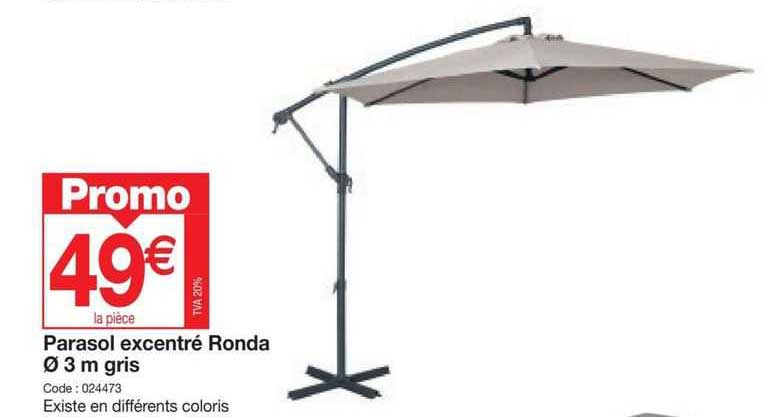 parasol excentré ronda ø 3 m gris