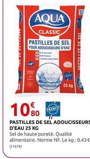 Pastilles De Sel Adoucisseurs D'eau 25 Kg Aqua