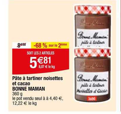 pâte à tartiner noisettes et cacao bonne maman