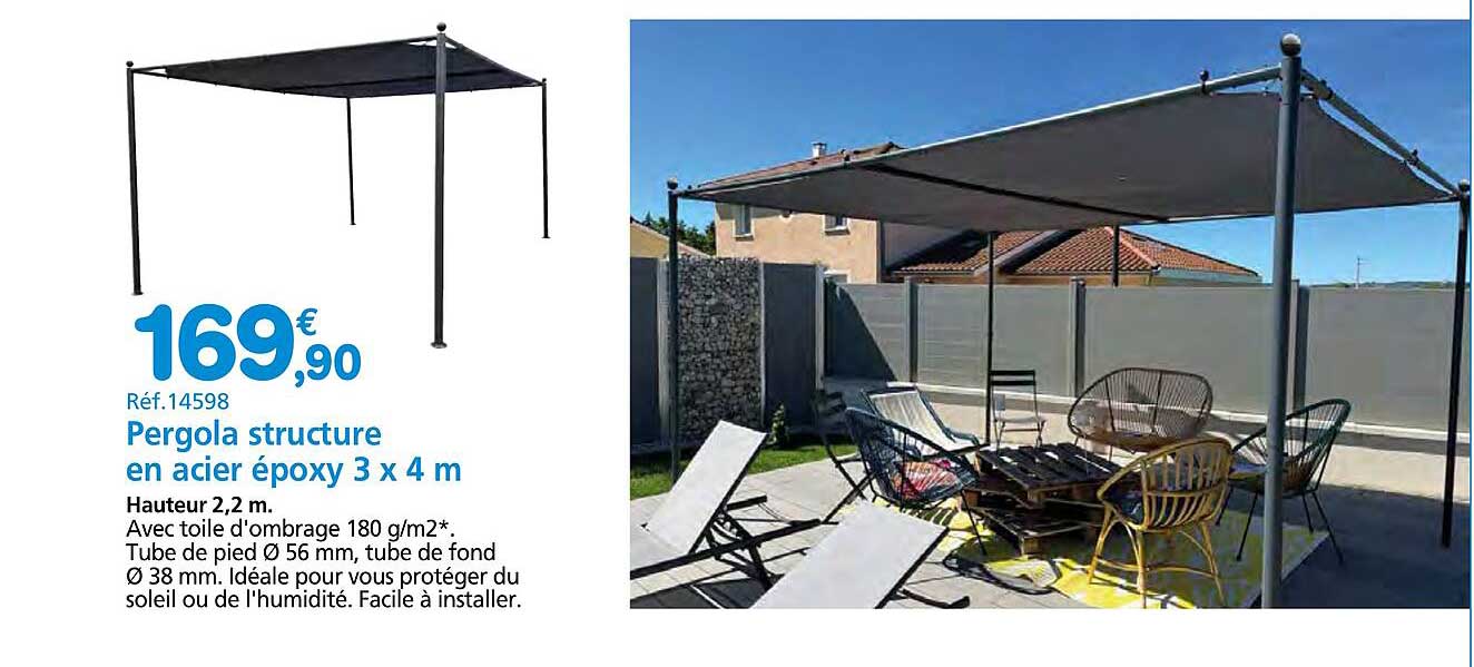 pergola structure en acier époxy 3 x 4 m