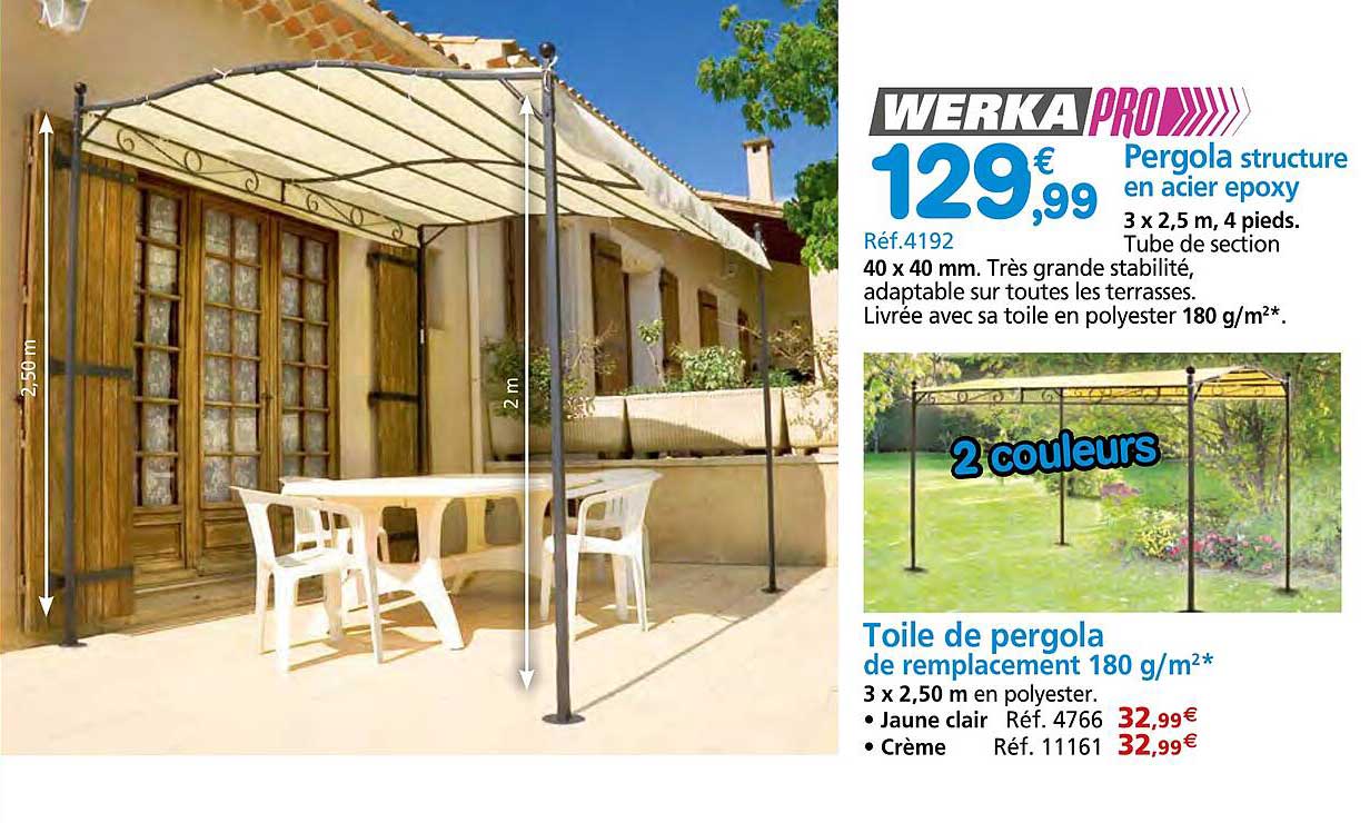 pergola sturcture en acier epoxy, toile de pergola de remplacement 180 g/m²