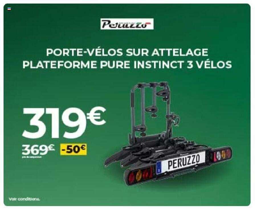 peruzzo porte-vélos sur attelage plateforme pure instinct 3 vélos -50€