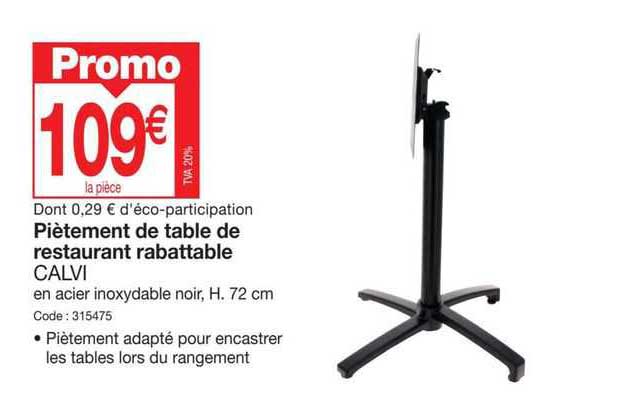 piètement de table de restaurant rabattable calvi