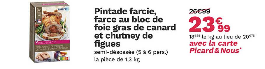 pintade farcie, farce au bloc de foie gras de canard et chutney de figues