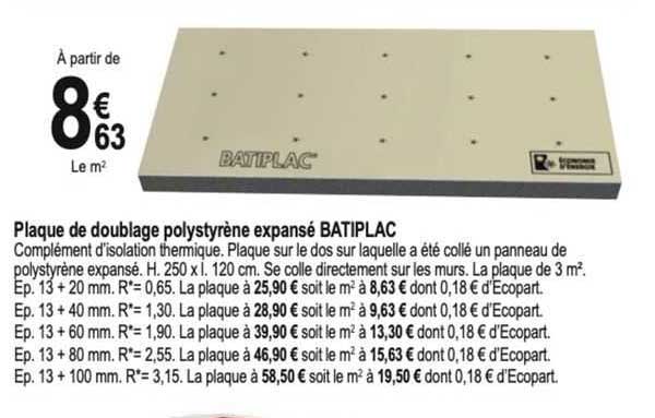 plaque de doublage polystyrène expansé batiplac
