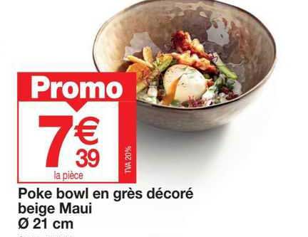 poke bowl en grès décoré beige maui ø 21 cm