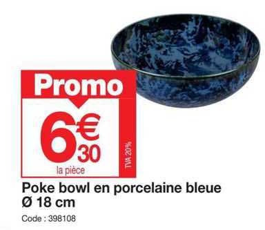 poke bowl en porcelaine bleue ø 18 cm
