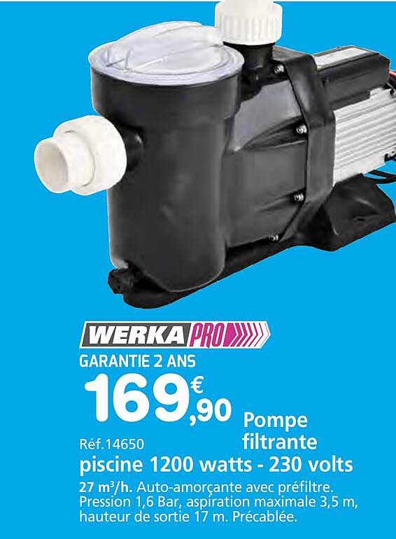 pompe filtrante piscine 1200 watts - 230 volts