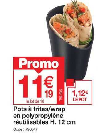 pots à frites/wrap en polypropylène réutilisables h. 12 cm