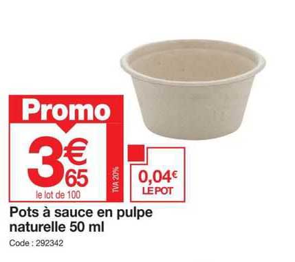 pots à sauce en pulpe naturelle 50 ml
