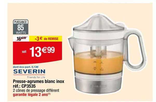 presse-agrumes blanc inox severin