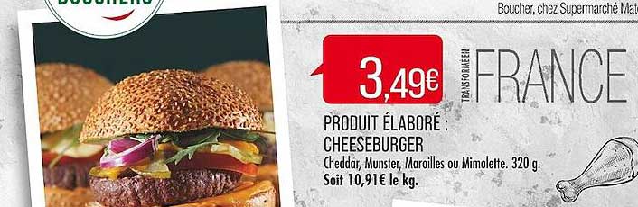 produit élaboré : cheeseburger