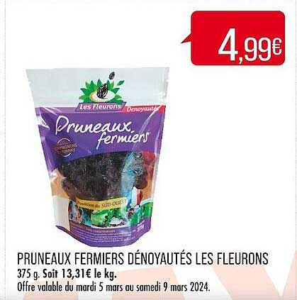 pruneaux fermiers dénoyautés les fleurons