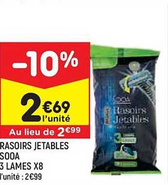 rasoirs jetables sooa 3 lames x 8