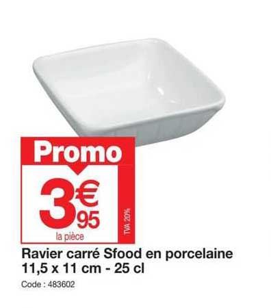 ravier carré sfood en porcelaine 11,5 x 11 cm - 25 cl