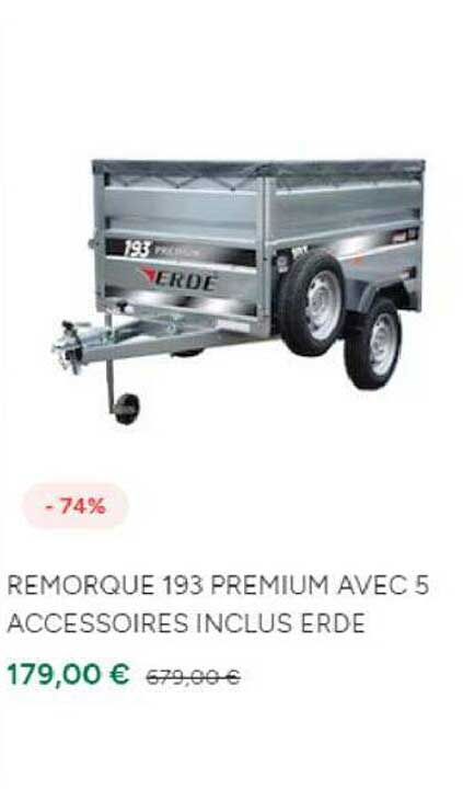 remorque 193 premium avec 5 accessoires inclus erde