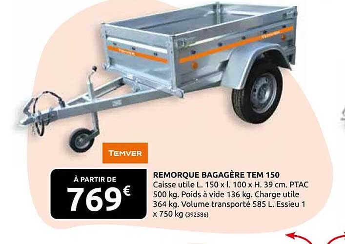 remorque bagagère tem 150 temver