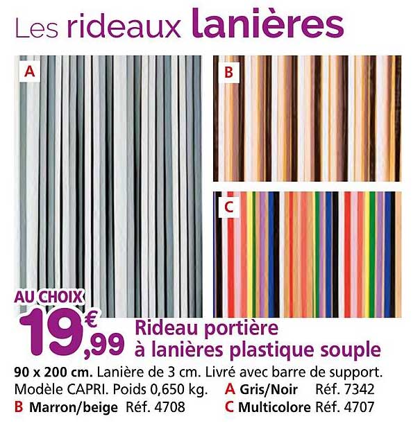 rideau portière à lanières plastique souple