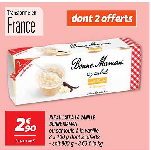 riz au lait à la vanille bonne maman