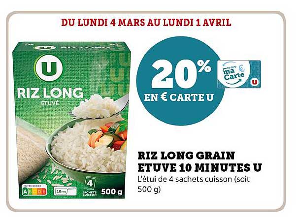riz long grain étuvé 10 minutes u