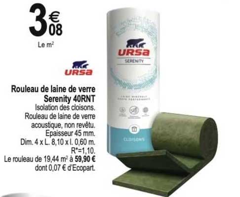 rouleau de laine de verre serenity 40rnt ursa