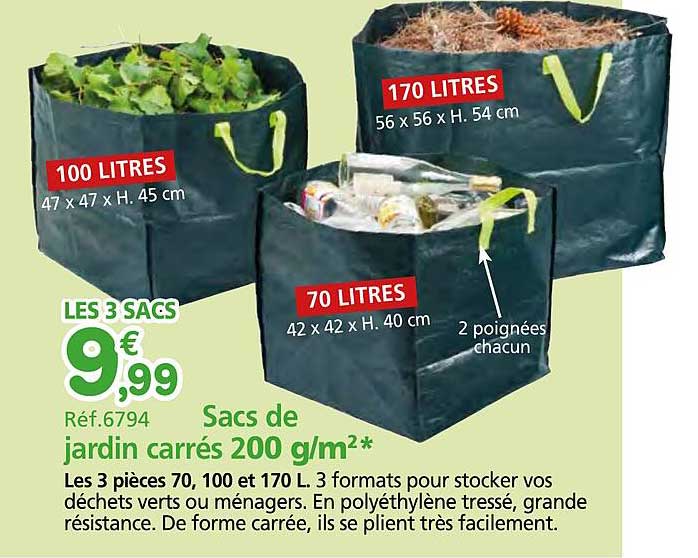 sacs de jardin carrés 200 g/m2