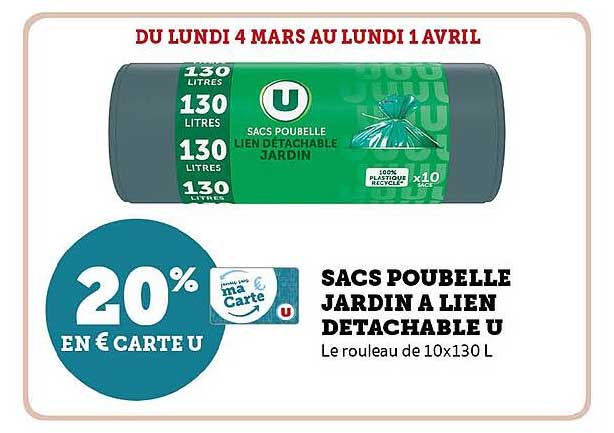 sacs poubelle jardin à lien détachable u