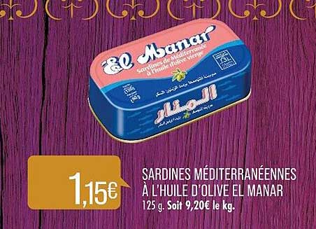 sardines méditerranéennes à l'huile d'olive el manar