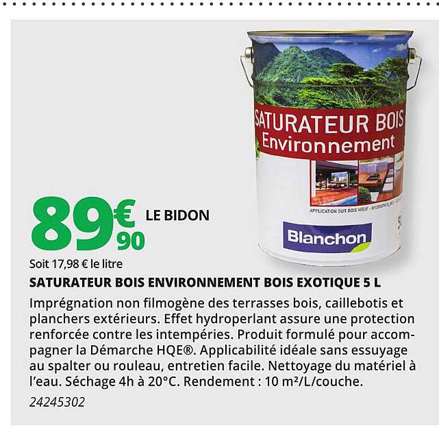 saturateur bois environnement bois exotique 5 l blanchon