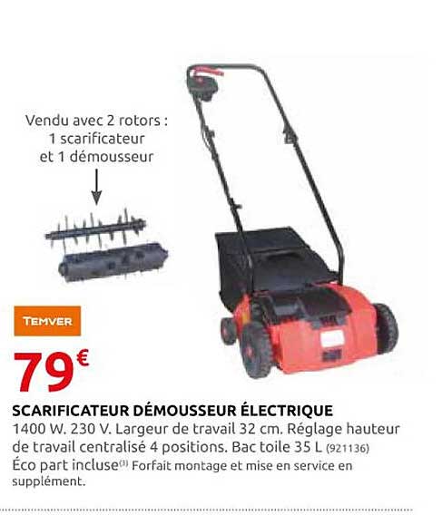 scarificateur démousseur électrique temver