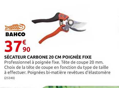 Sécateur Carbone 20 Cm Poignée Fixe Bahco
