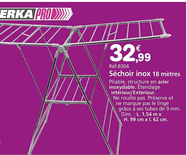 séchoir inox 18 mètres werka pro