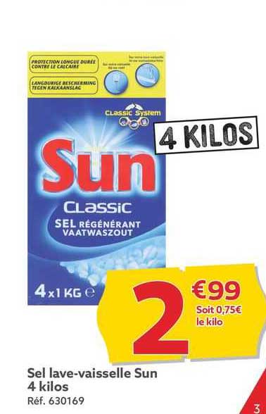 sel lave-vaisselle sun 4 kilos