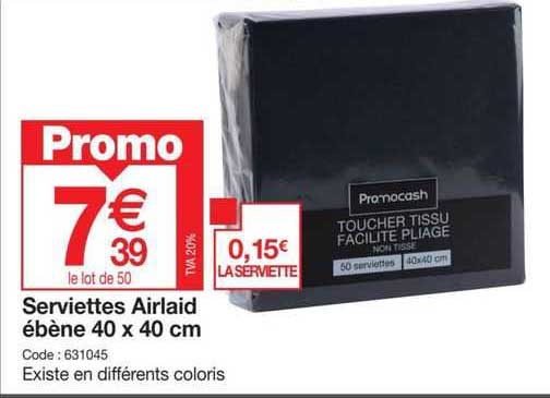 serviettes airlaid ébène 40 x 40 cm