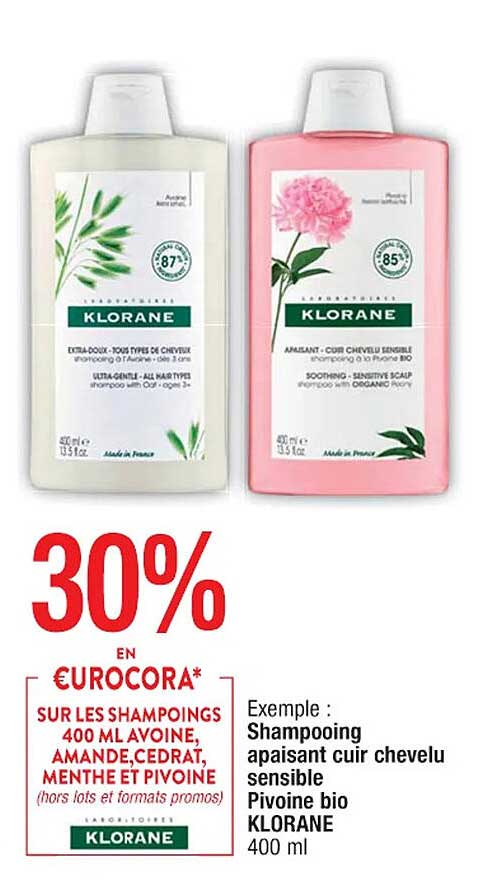 shampooing apaisant cuir chevelu sensible pivoine bio klorane