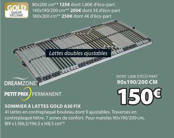 sommier à lattes gold a30 fix dreamzone