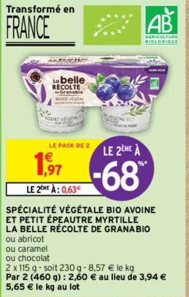 Spécialité Végétale Bio Avoine Et Petit épeautre Myrtille La Belle Récolte De Granabio