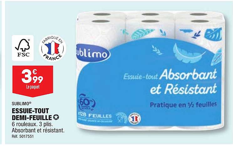 sublimo essuie-tout demi-feuille