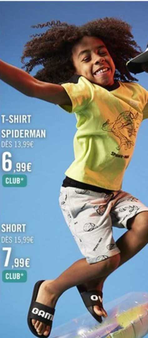 t-shirt spiderman, short