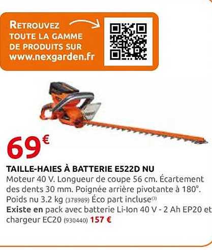 taille-haies à batterie e522d nu