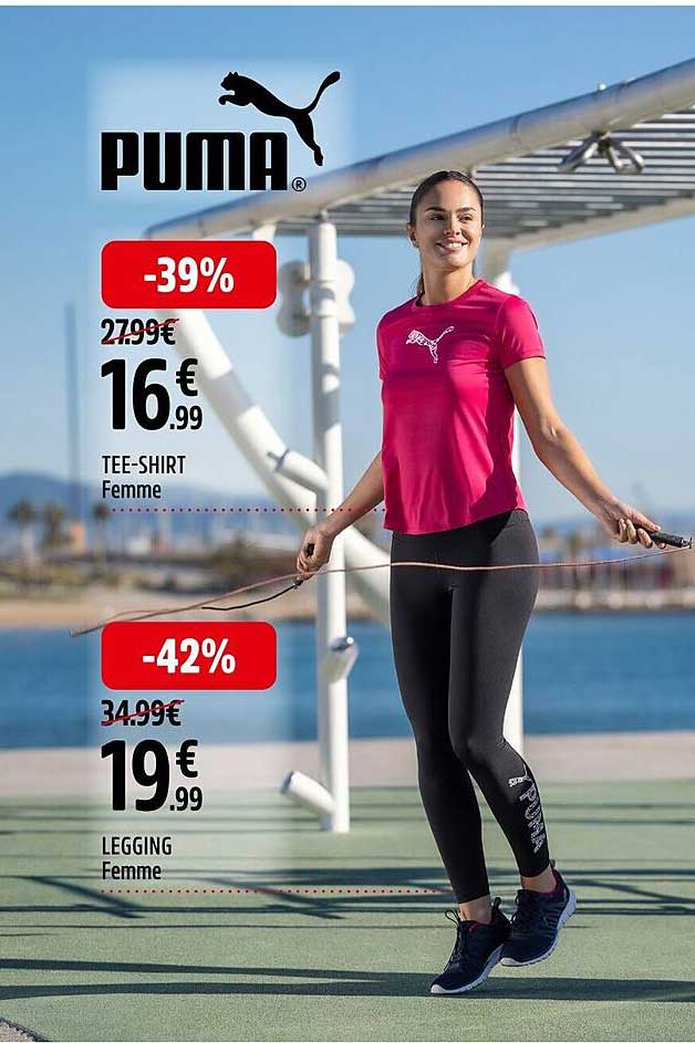 tee-shirt femme, legging femme puma
