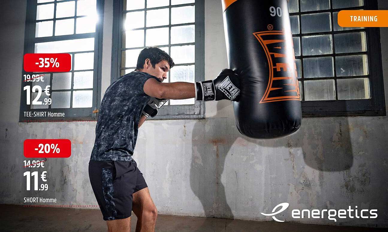 tee-shirt homme, short homme energetics