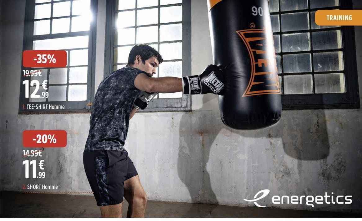 tee-shirt homme, short homme energetics