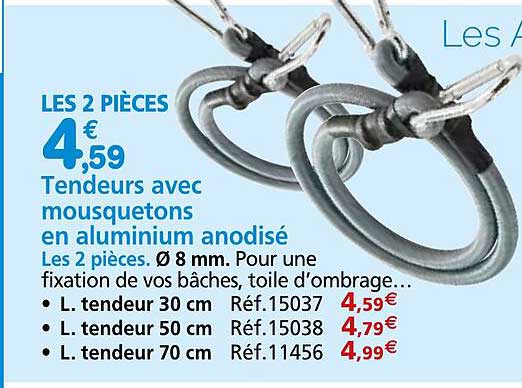 tendeurs avec mousquetons en aluminium anodisé