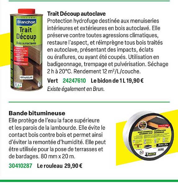 trait découp autoclave, bande bitumineuse