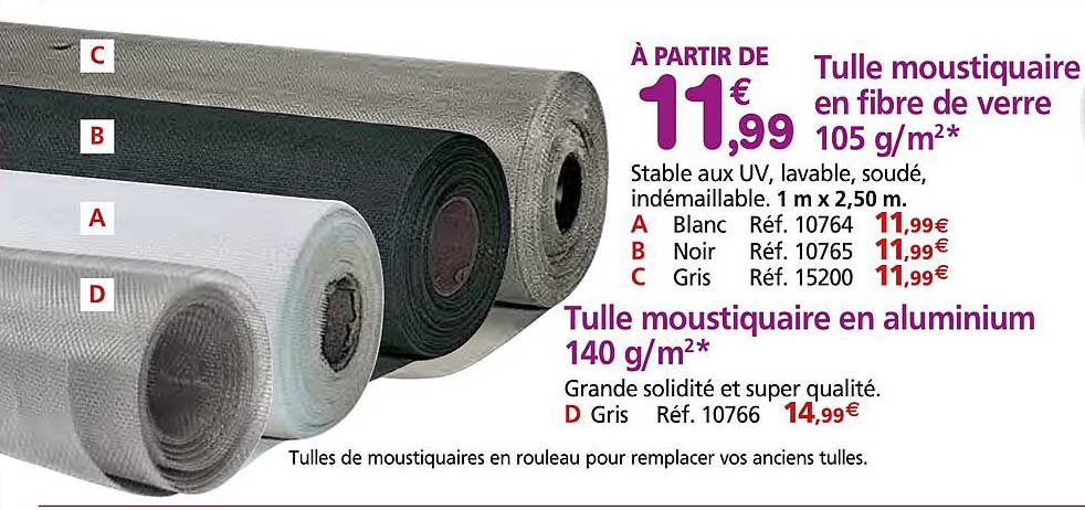 tulle moustiquaire en aluminium 140 g/m²