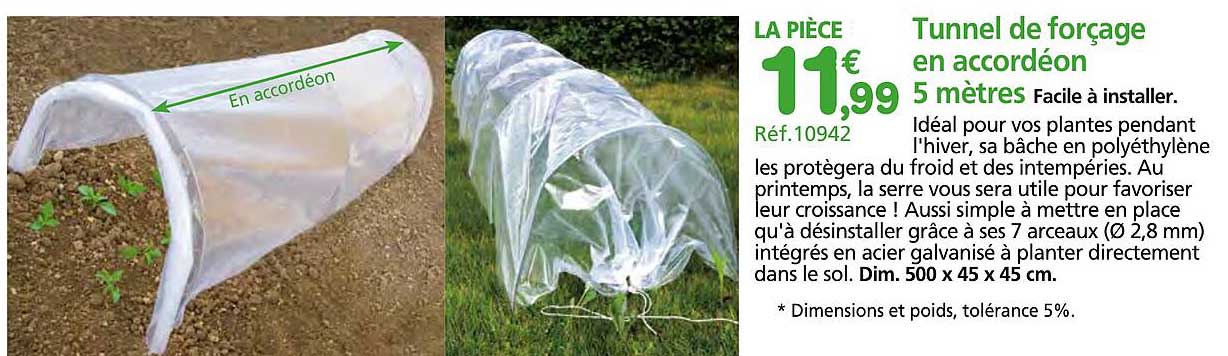 tunnel de forçage en accordéon 5 mètres