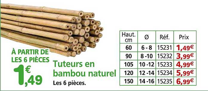tuteurs en bambou naturel