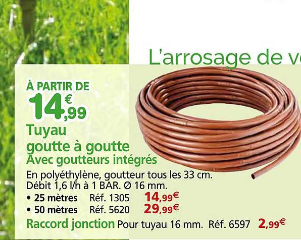 tuyau goutte à goutte avec goutteurs intégrés
