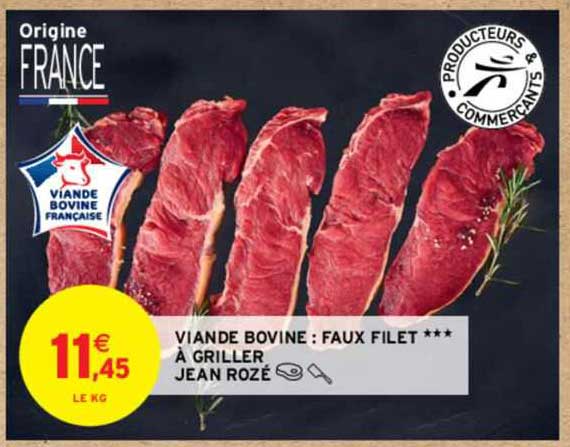 viande bovine : faux filet *** à griller jean rozé